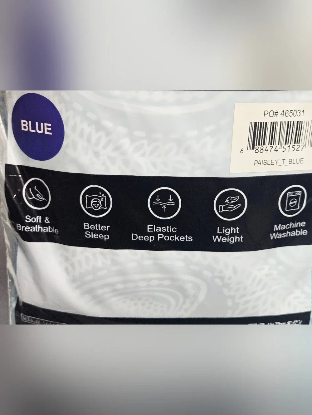 LDC Lux Decor Collection Twin 4 Piece Sheet Set Blue Paisley Deep Pocket NEW